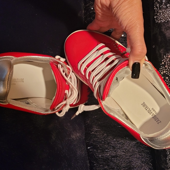 PRE-OWNED Zadig &  Voltaire Designer Premium Leather Tennis Sneakers - Picture 4 of 7